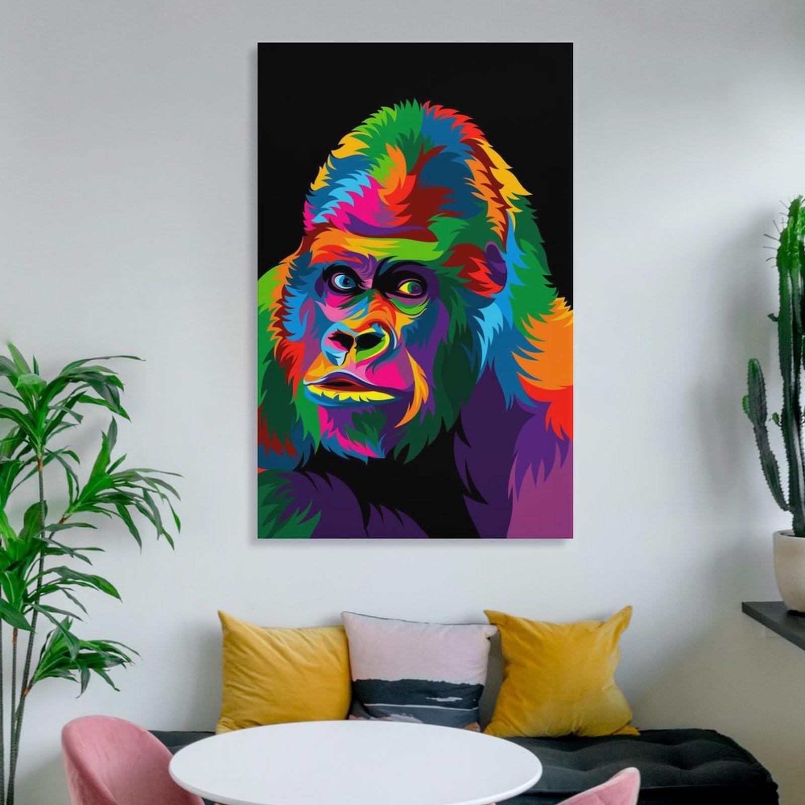 Amazon.co.jp: 動物 カラフルなゴリラの絵画を ポスター ホーム装飾